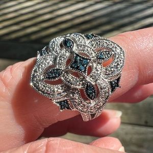 Blue & White Diamond Cocktail Ring